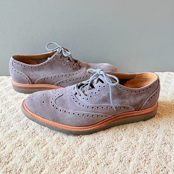 Cole Haan Mens Gray Suede Wingtip Oxford Vibram Sole Shoes Sz 11 Dress Shoes